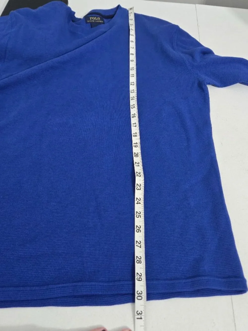 Polo Ralph Lauren Mens Waffle Knit Long Sleeve Thermal Shirt Sz L Blue Crew Neck